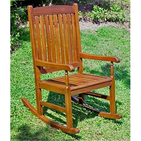 International Caravan Outdoor Wood Porch Rocker Brown Stain VF4108-ST